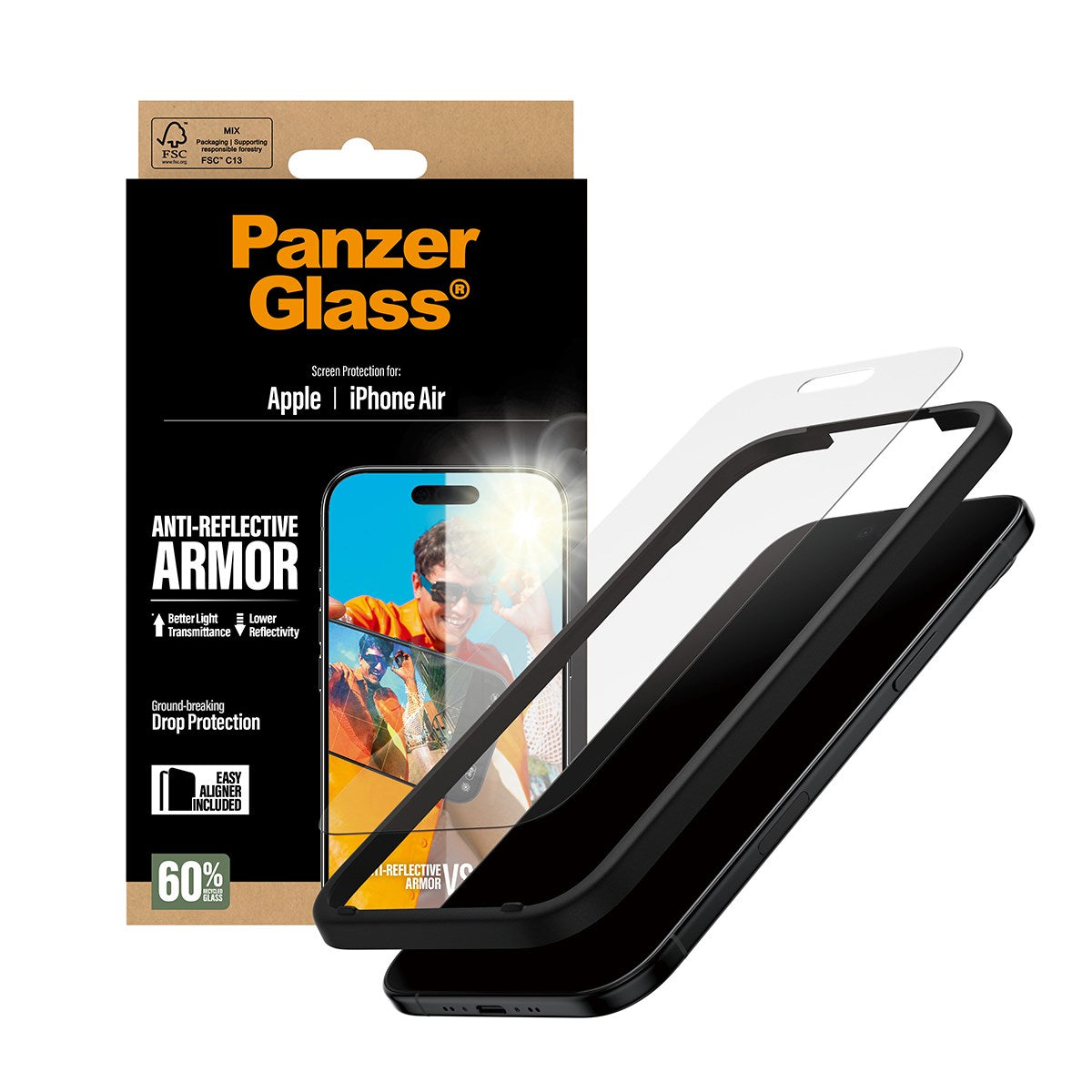 PanzerGlass® Anti-Reflective Armor Screen Protector iPhone Air w. EasyAligner